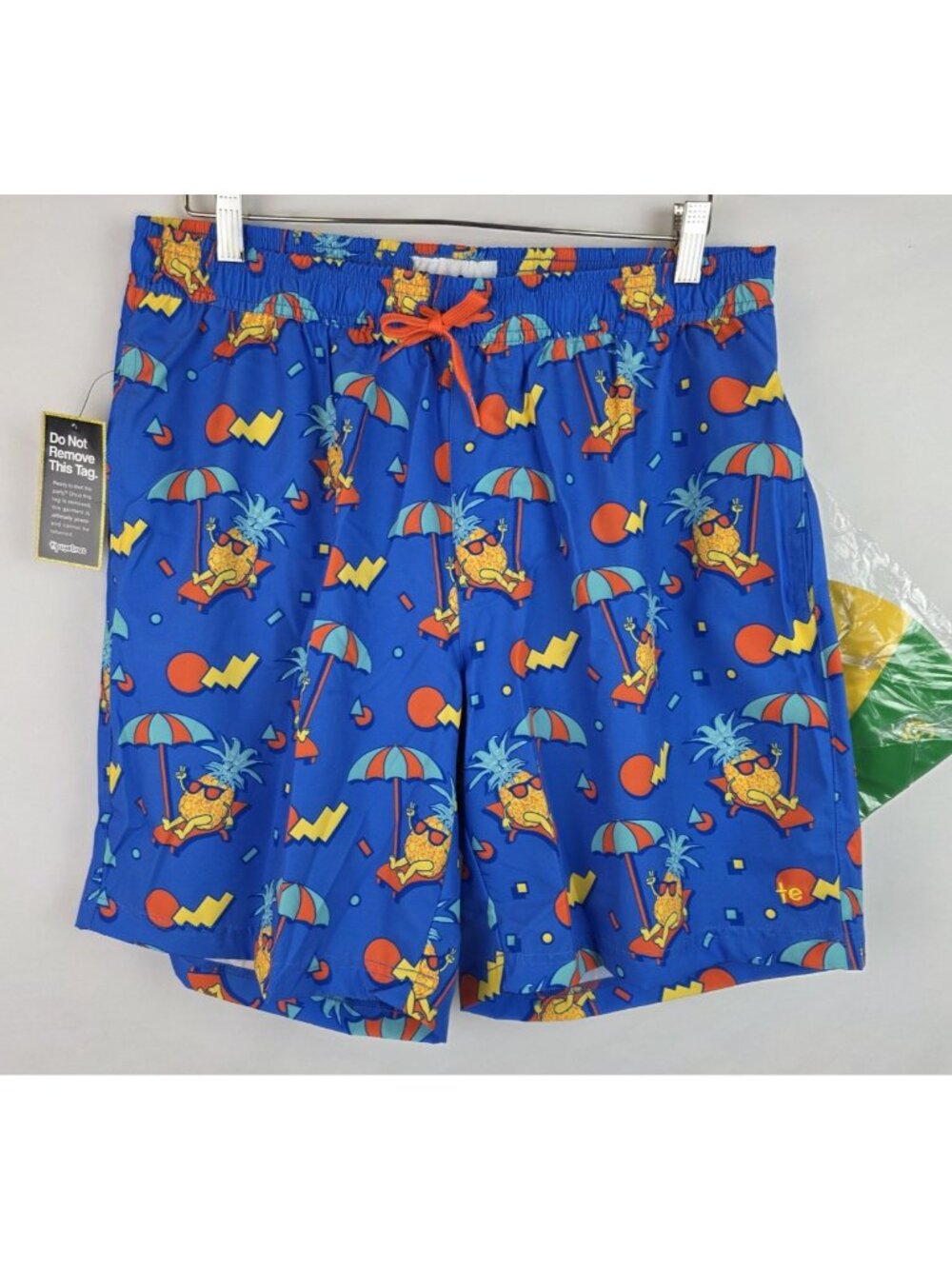Tipsy Elves Men's Swim Trunks Size XL Blue Poolside Pineapple Swimsuit Shorts